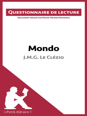 cover image of Mondo de J.M.G. Le Clézio (Questionnaire de lecture)
